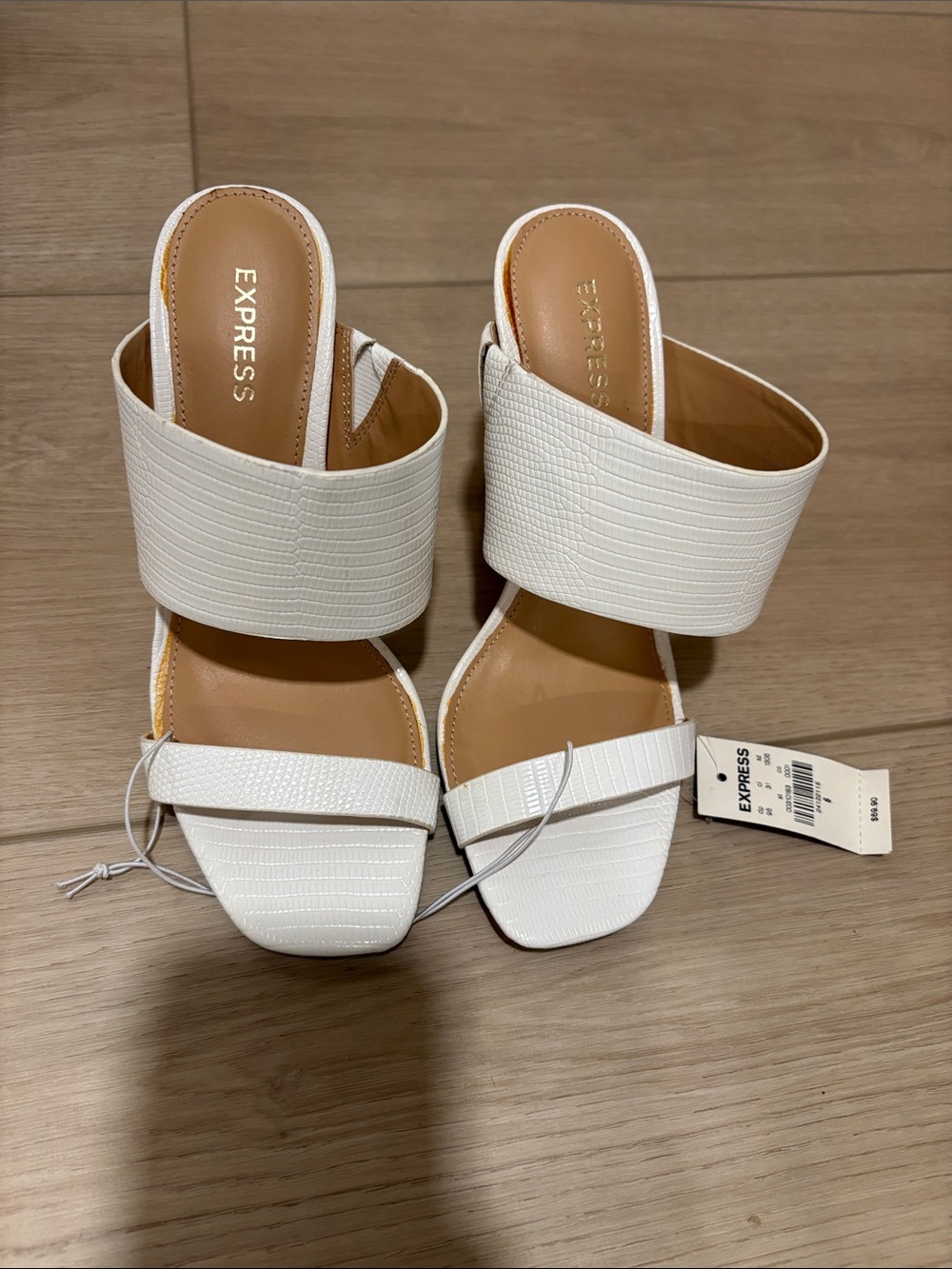Express White Textured Slide Mules for Women